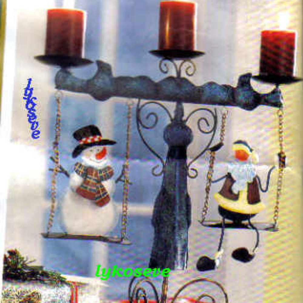 santa and frosty candle swinging holder to cute